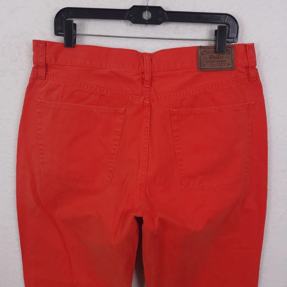 Polo Ralph Lauren Straight Leg Pants Mens 34x30 Orange Cotton Chino Twill Prep
